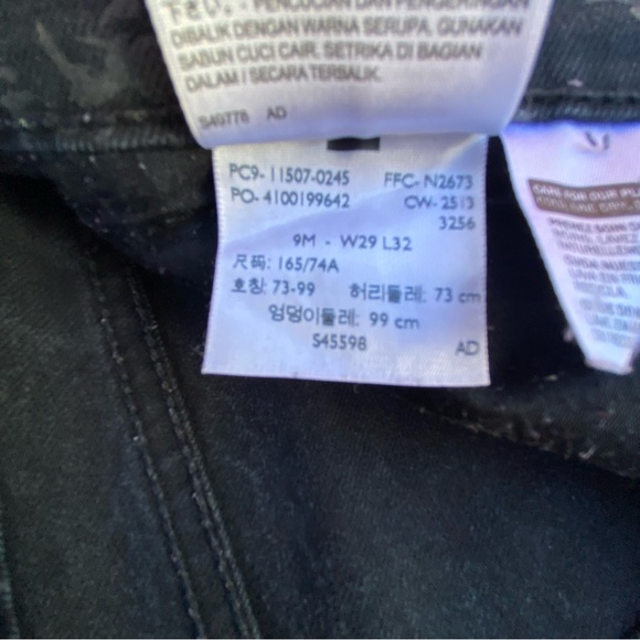 Levi’s 524 Too Superlow Jeans Black Denim Printed Design size 29 8 Skinny - Picture 7 of 14